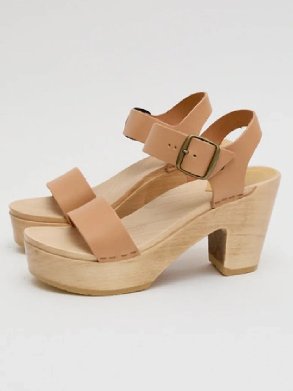 No. 6 Two Strap Clog on Platform in Desert Size 40